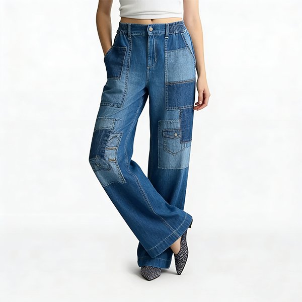 Summer Casual High-Waisted Women's Jeans - Straight Printed Denim Streetwear
