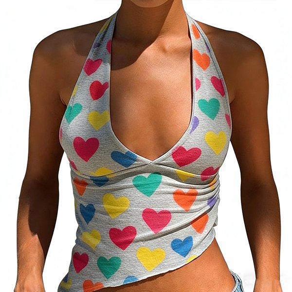 Y2K Backless Women's Tank Top - Casual V-Neck Sleeveless Streetwear